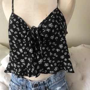l.a hearts tank top tie smocked floral size M NWOT
